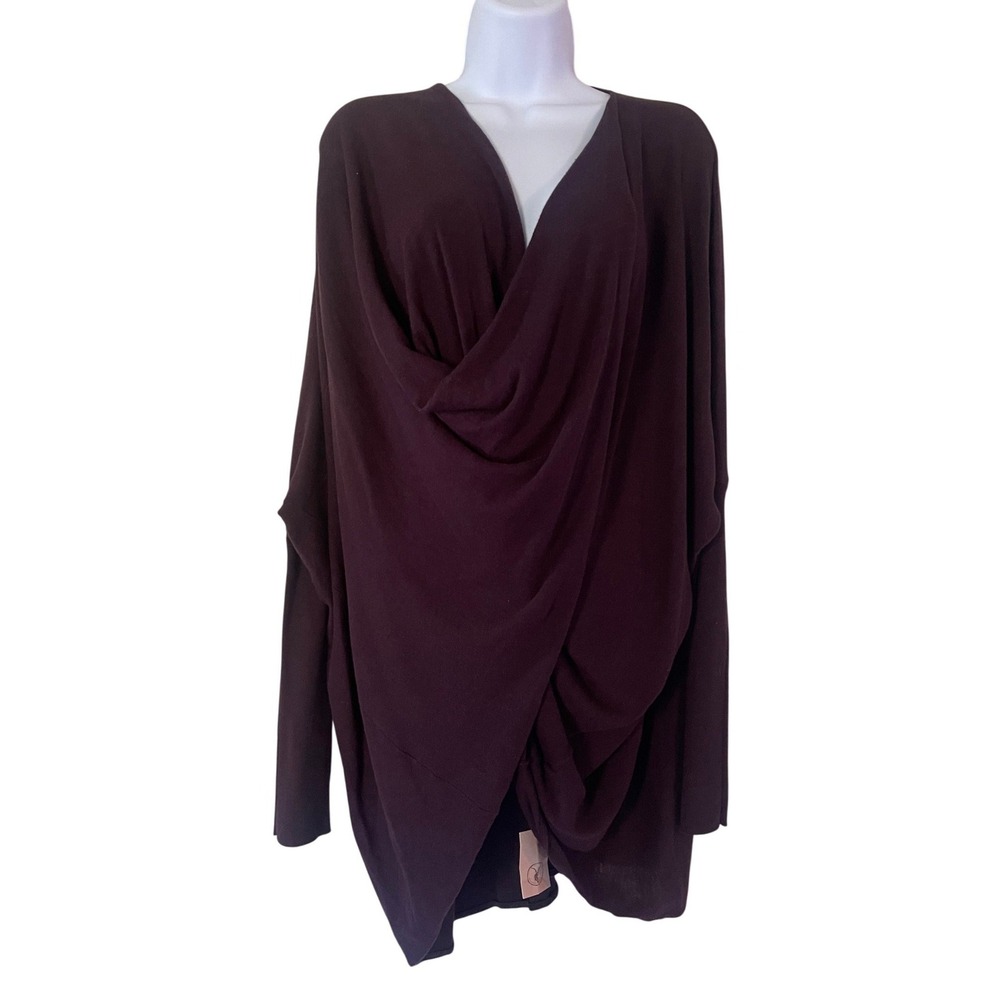 AllSaints Itat Shrug Deep Burgundy Draped Wrap Cardigan WKH062 Womens 8 NEW